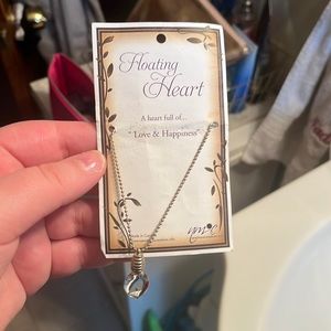 Floating heart new moon jewel necklace